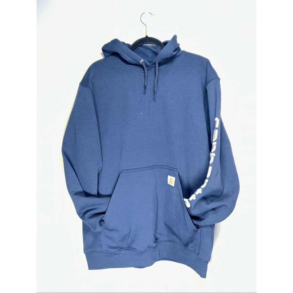 Carhartt loose fit navy blue hooded sweatshirt size large